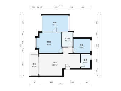 万科四季花城一期小区2室1厅户型图2