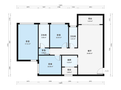 碧桂园联丰天汇湾小区3室2厅户型图3