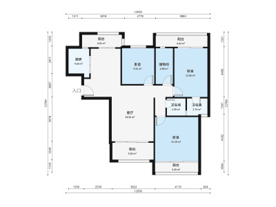 优悦城小区4室2厅户型图1