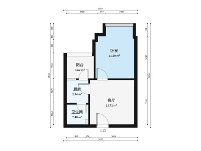 中仪花园小区1室1厅户型图1