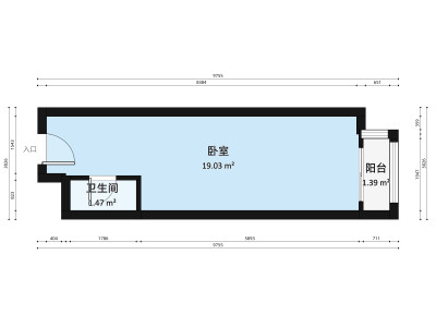 万科金色领域小区1室1厅户型图1
