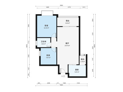 学府花园小区2室1厅户型图4