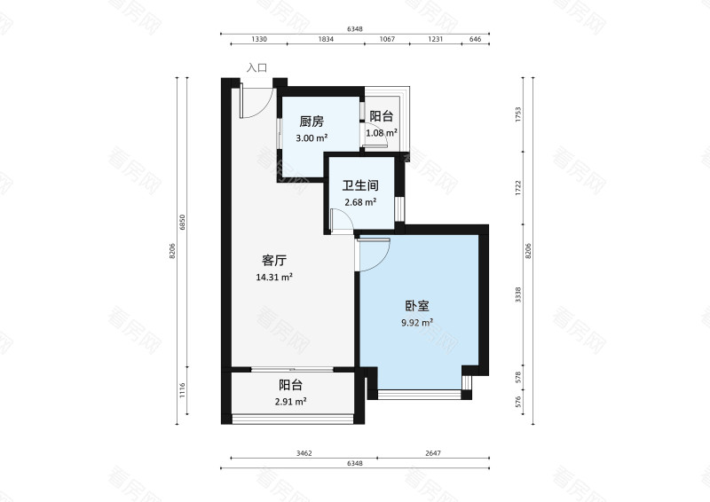 皇庭世纪小区1室1厅1卫户型图22