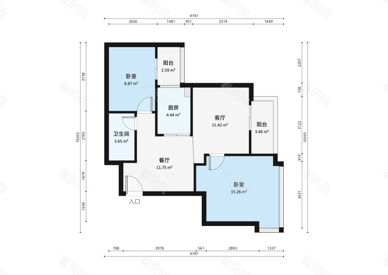 顺景蔷薇山庄四期小区2室2厅户型图2