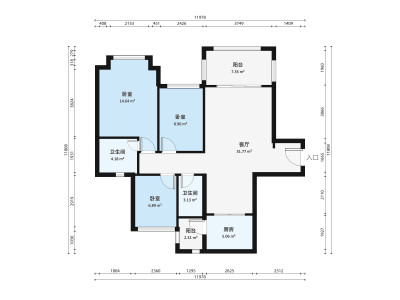 聚兴花园小区3室1厅户型图1