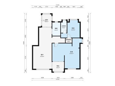 帝景豪庭东区小区2室2厅户型图1