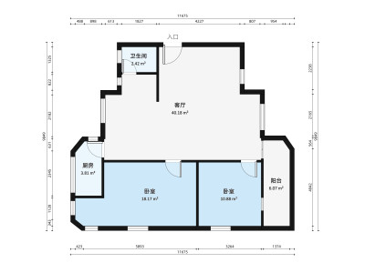 百合村南区小区2室1厅户型图1
