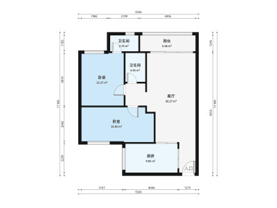 城市花园宝轩阁小区2室2厅户型图1