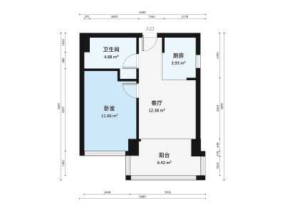 雷圳0755小区1室1厅户型图1