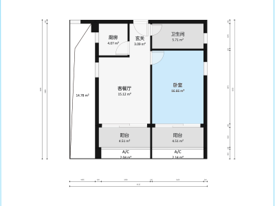 财富港1室1厅1卫户型图2