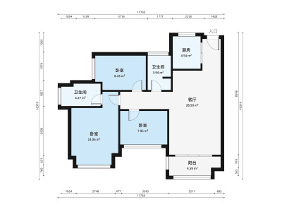 中熙君南山小区3室1厅户型图5
