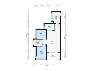 红树别院小区2室1厅户型图1