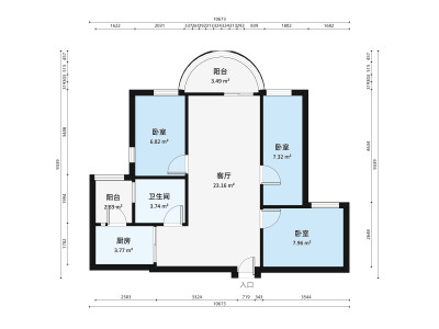 愉康大厦小区2室2厅户型图1