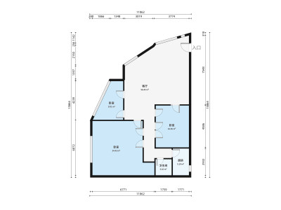 珠江小区小区3室1厅户型图1