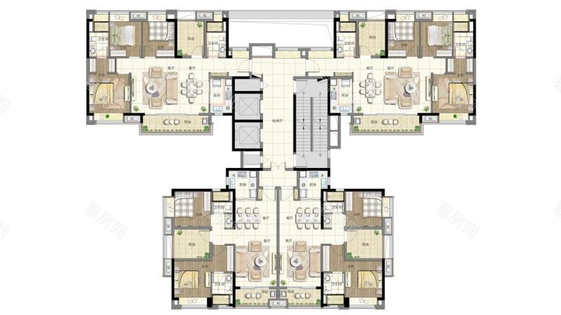 绿城桂语映月 4室2厅 119.12㎡ 精装_绿城桂语映月二手房户型图片1