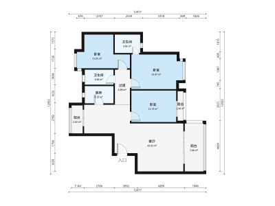 碧玉名轩小区3室2厅户型图1