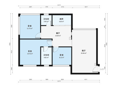 居乐苑小区3室2厅户型图2