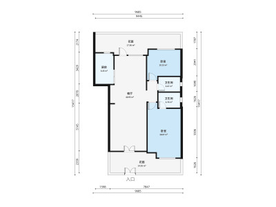 中海山湖世家小区2室2厅户型图1