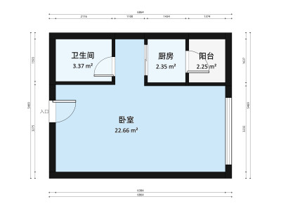 德润荣君府小区1室0厅户型图4