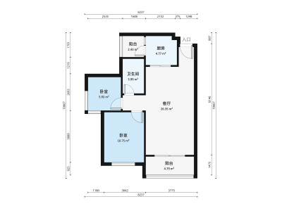 云山雅墅小区2室2厅1卫户型图1