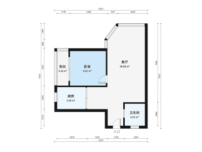 鸿瑞花园小区1室1厅户型图1