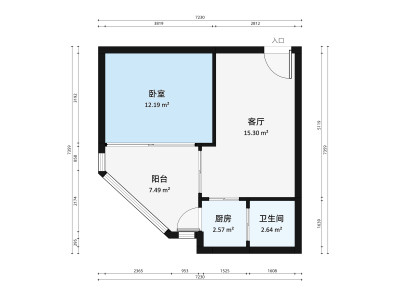 宏宇广场小区1室1厅户型图1
