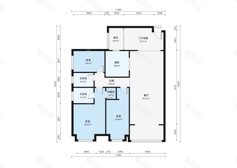 南湾国际小区3室2厅户型图2