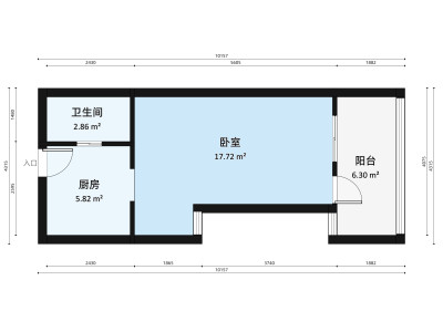 德华花园小区1室1厅户型图1