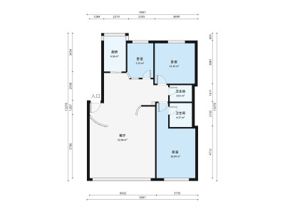 珠江小区小区3室2厅户型图2