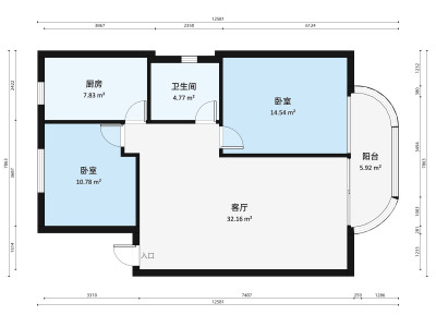 山东大厦小区2室2厅户型图1