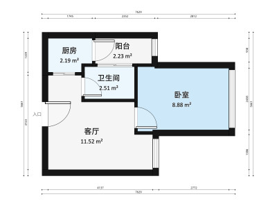 东方都会大厦小区1室1厅户型图1
