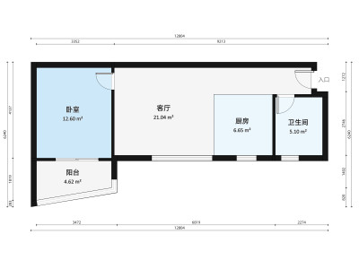 雅居乐璟峰小区1室1厅户型图1