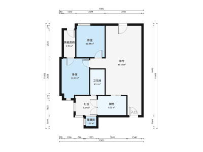 洛明楼小区2室2厅户型图1