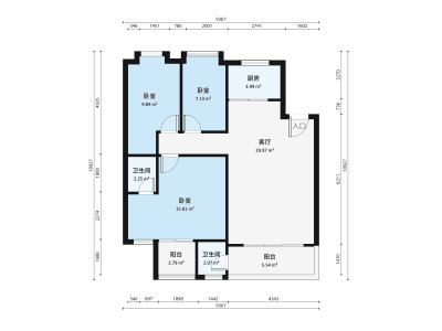 富康楼(高明)小区3室2厅户型图1