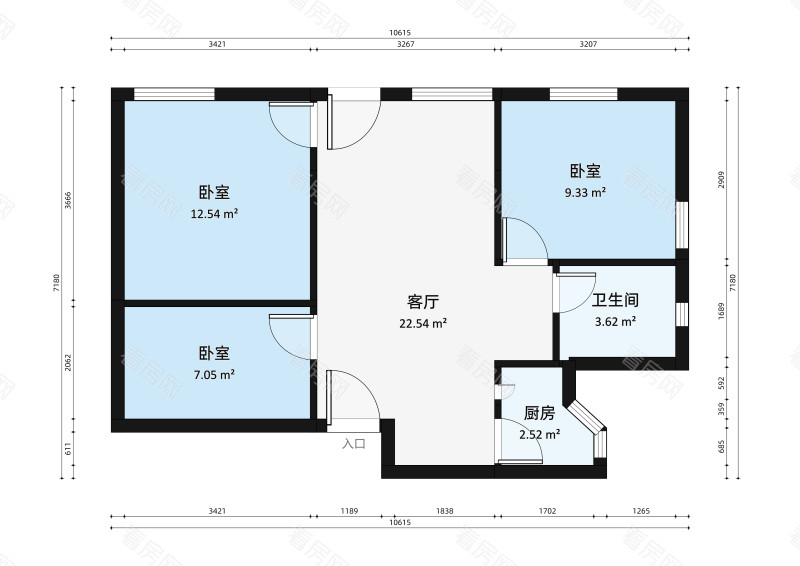 美景大厦 罗湖72平2房1厅，总价328万_美景大厦二手房户型图片9