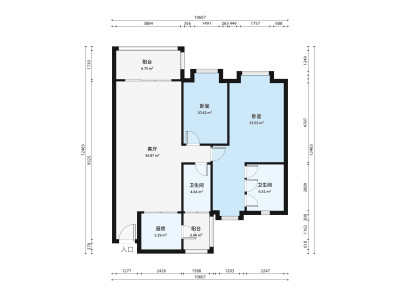 顺景湾B区小区2室2厅户型图1