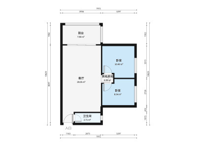 滨江名苑小区2室2厅户型图1