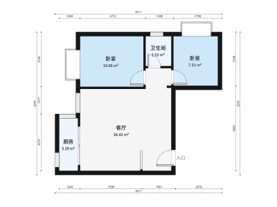 福安花园小区2室1厅户型图1