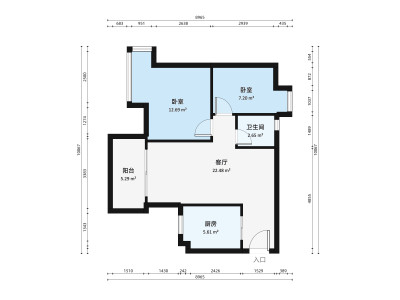 顺景蔷薇山庄四期小区2室1厅户型图2