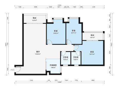 顺景新一居小区3室2厅户型图3