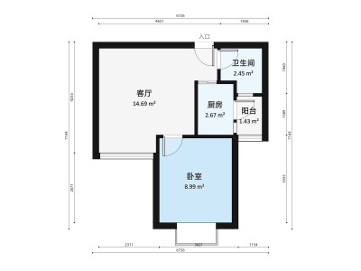 缔馨园小区1室1厅户型图1