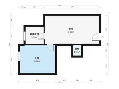 山海翠庐小区1室1厅户型图1