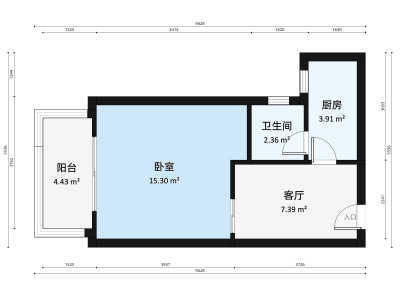 合正佳园小区1室1厅户型图1
