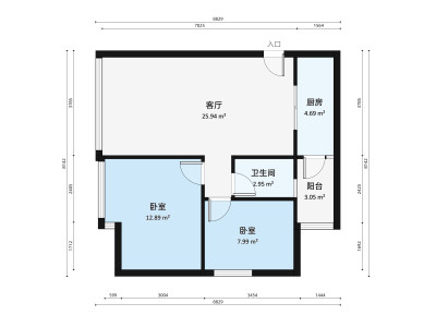 又一居小区2室1厅户型图1