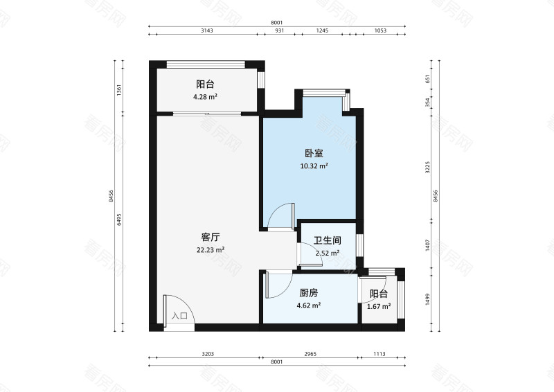 锦绣荣城小区1室1厅户型图5