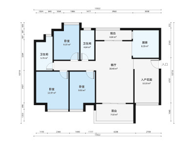 天麓花园小区4室2厅户型图3