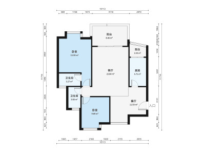 汇星豪庭小区2室2厅户型图1