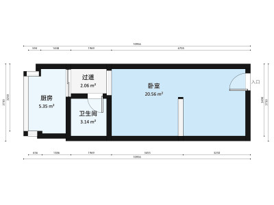 深意公寓小区1室1厅户型图1