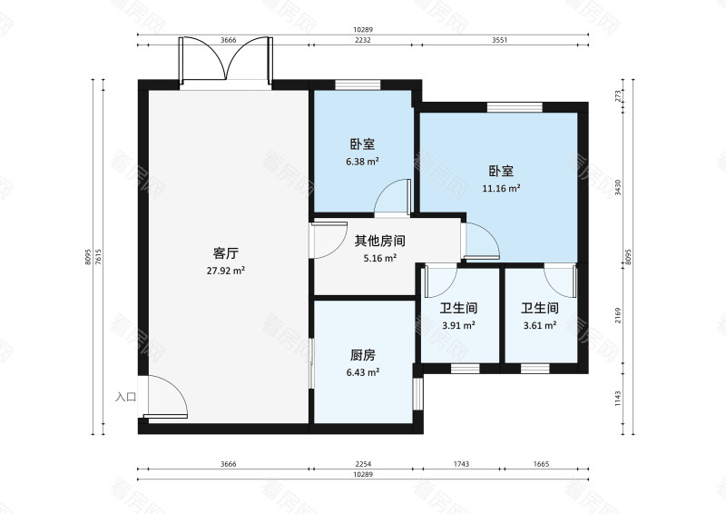中山比华利山小区2室2厅户型图2