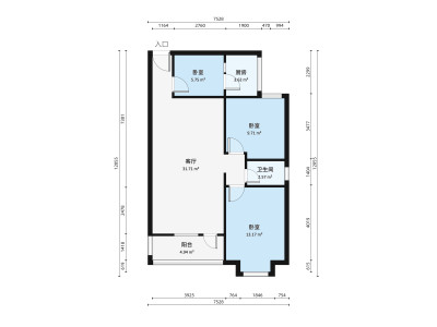 宏富楼小区3室2厅户型图1